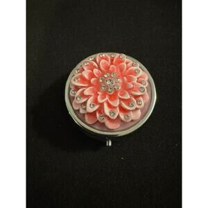 Pink Rhinestone Flower Keepsake Box with Mirror